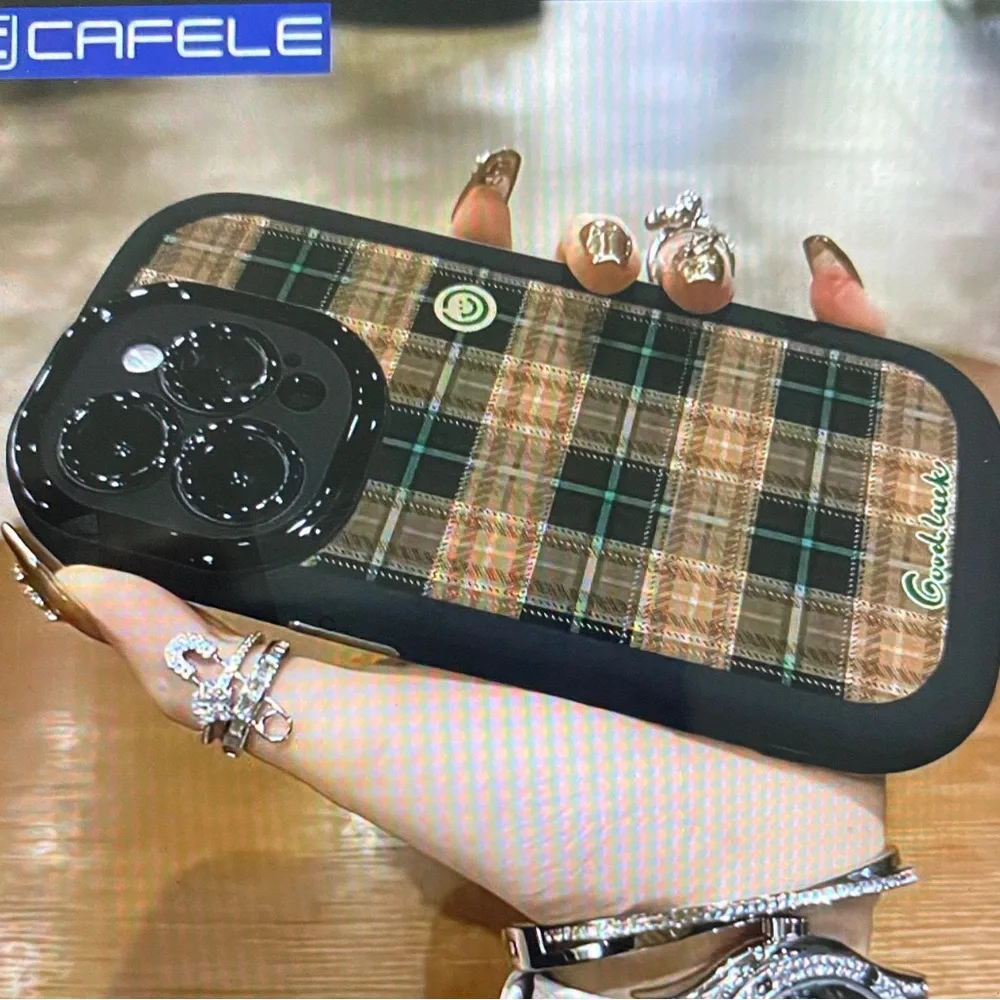 Plaid Phone Case with Black Edges
